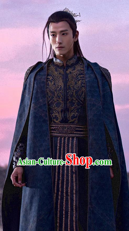 Traditional Ancient Chinese Swordsman Costume and Headpiece Complete Set, Chinese Ancient Imperial Prince General Embroidered Clothing for Men