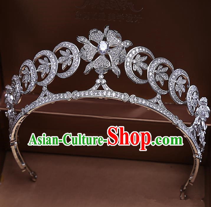 Top Grade Handmade Wedding Hair Accessories Bride Princess Crystal Imperial Crown, Traditional Baroque Diamante Royal Crown Wedding Headwear for Women