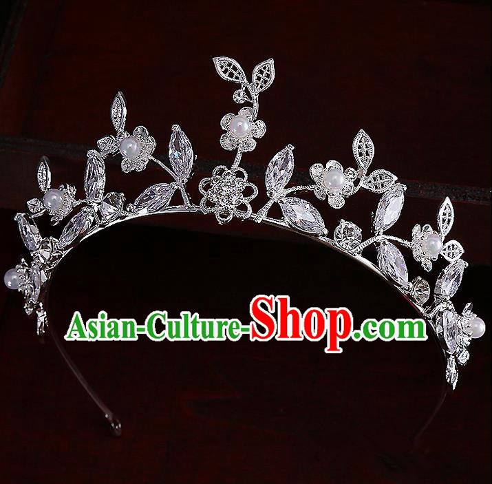 Top Grade Handmade Wedding Hair Accessories Bride Princess Imperial Crown, Traditional Baroque Crystal Royal Crown Wedding Headwear for Women