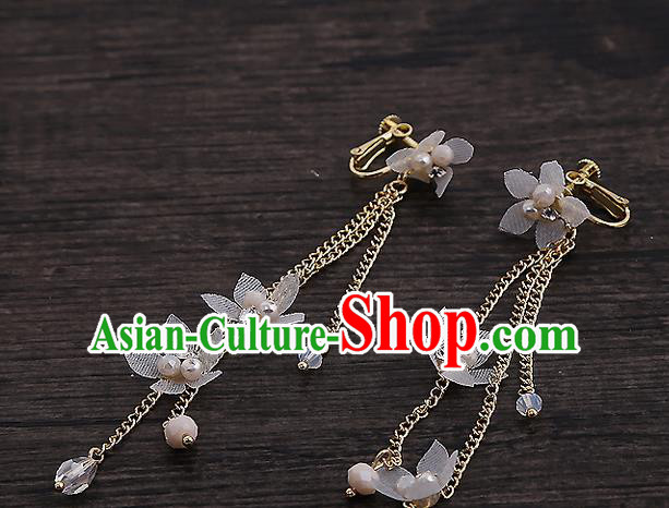 Top Grade Handmade China Wedding Bride Accessories Long Tassel Earrings, Traditional Princess Wedding Ear Stud Jewelry for Women