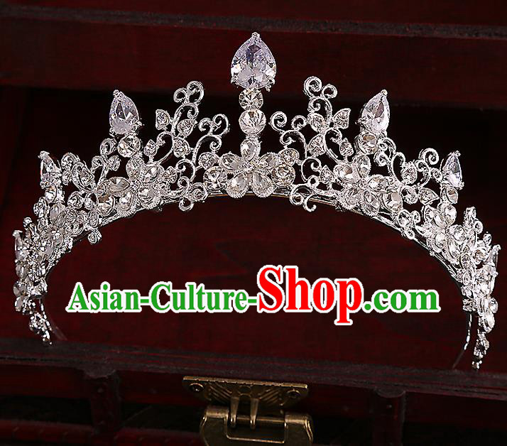 Top Grade Handmade Wedding Hair Accessories Bride Princess Crystal Imperial Crown, Traditional Baroque Zircon Royal Crown Wedding Headwear for Women
