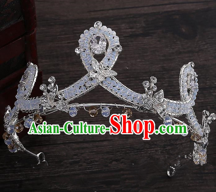 Top Grade Handmade Wedding Hair Accessories Bride Princess Crystal Imperial Crown, Traditional Baroque Zircon Royal Crown Wedding Headwear for Women