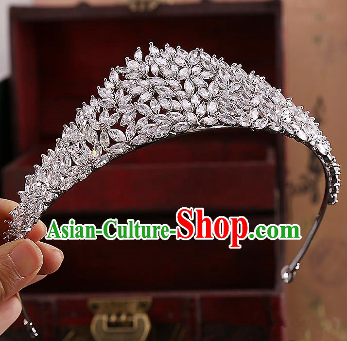 Top Grade Handmade Wedding Hair Accessories Bride Princess Zircon Imperial Crown, Traditional Baroque Diamante Crystal Royal Crown Wedding Headwear for Women