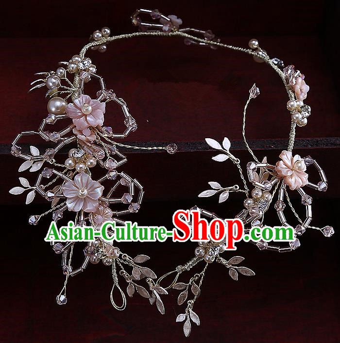 Top Grade Handmade Wedding Dragonfly Hair Accessories Bride Hair Clasp, Traditional Baroque Princess Pink Crystal Headband Hair Stick Headpiece for Women
