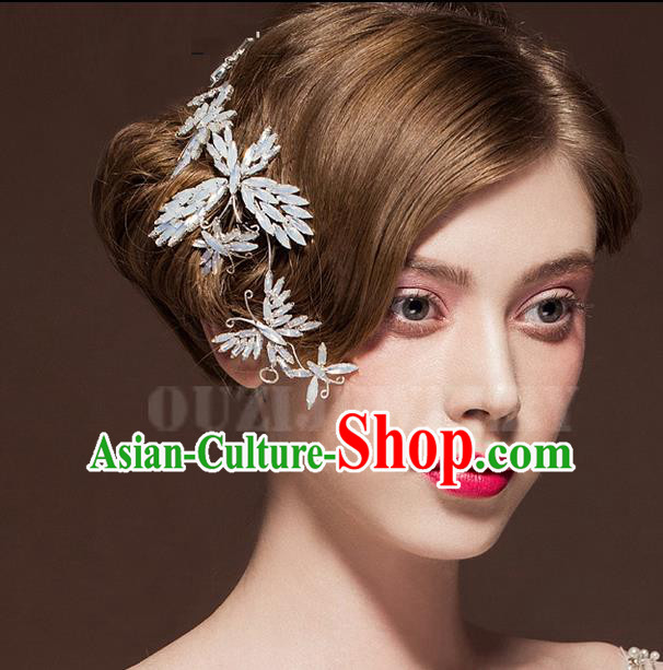 Top Grade Handmade Wedding Dragonfly Hair Accessories Bride Butterfly Hair Stick, Traditional Baroque Princess Hair Clasp Headband Headdress for Women