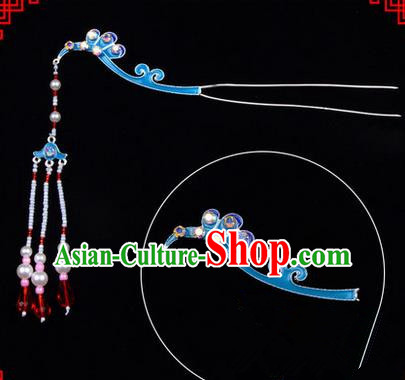 Chinese Ancient Peking Opera Head Accessories Diva Tassel Kingfisher Hairpins, Traditional Chinese Beijing Opera Princess Hua Tan Hair Clasp Head-ornaments