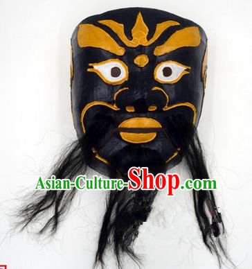 Traditional Chinese Ancient Peking Opera Accessories Mask, Traditional Chinese Beijing Opera God of Wealth Black Masks