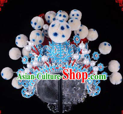 Traditional Chinese Ancient Peking Opera Accessories Martial Male Hat, Traditional Chinese Beijing Opera Wu Sheng Headwear Crown