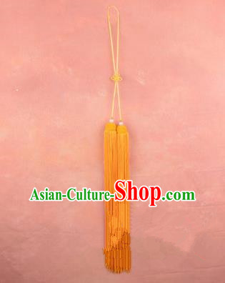 Traditional Chinese Ancient Peking Opera Taiji Sword Tassel, Traditional Chinese Beijing Opera Yellow Long Tassel Straightsword