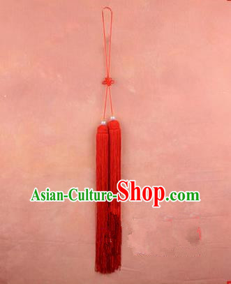 Traditional Chinese Ancient Peking Opera Taiji Sword Tassel, Traditional Chinese Beijing Opera Red Long Tassel Straightsword