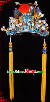 Traditional Chinese Ancient Peking Opera Accessories Emperor Hat, Traditional Chinese Beijing Opera Court King Headwear Nine Dragons Crown