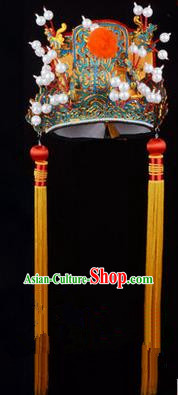 Traditional Chinese Ancient Peking Opera Accessories Emperor Hat, Traditional Chinese Beijing Opera King Headwear Top Grade Nine Dragons Crown