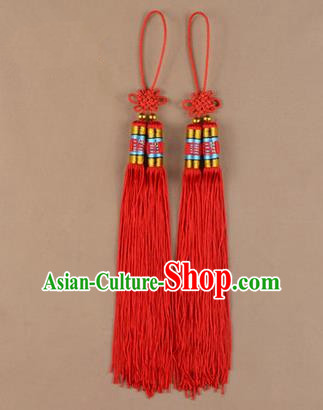 Traditional Chinese Ancient Peking Opera Taiji Sword Tassel, Traditional Chinese Beijing Opera Red Long Tassel Straightsword Hat Tassels