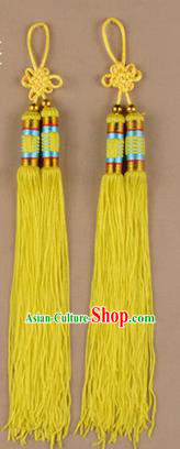 Traditional Chinese Ancient Peking Opera Taiji Sword Tassel, Traditional Chinese Beijing Opera Yellow Long Tassel Straightsword Hat Tassels