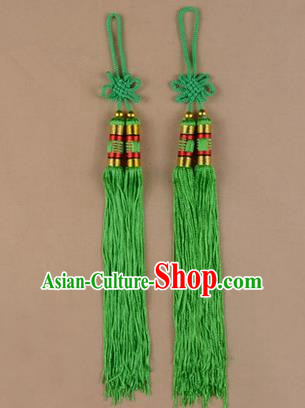 Traditional Chinese Ancient Peking Opera Taiji Sword Tassel, Traditional Chinese Beijing Opera Green Long Tassel Straightsword Hat Tassels