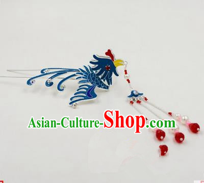 Top Grade Chinese Ancient Peking Opera Hair Accessories Diva Hairpins Phoenix Step Shake, Traditional Chinese Beijing Opera Hua Tan Hair Clasp Head-ornaments