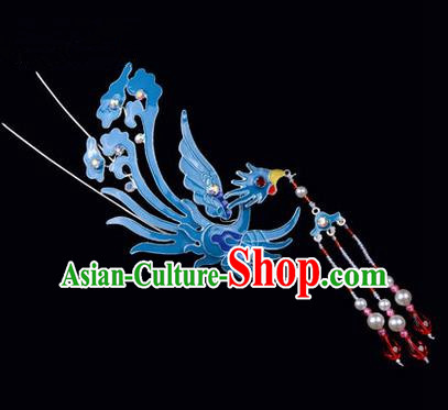 Top Grade Chinese Ancient Peking Opera Hair Accessories Diva Phoenix Hairpins Tassel Step Shake, Traditional Chinese Beijing Opera Hua Tan Hair Clasp Head-ornaments