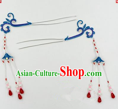 Top Grade Chinese Ancient Peking Opera Hair Accessories Diva Pair Hairpins Step Shake, Traditional Chinese Beijing Opera Hua Tan Hair Clasp Head-ornaments