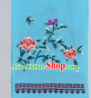 Top Grade Chinese Ancient Peking Opera Accessories Diva Embroidered Belts, Traditional Chinese Beijing Opera Hua Tan Light Blue Waist Towel