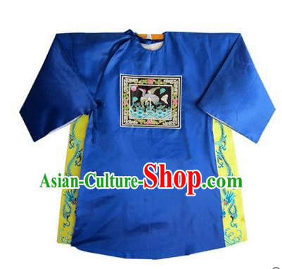 Traditional Chinese Beijing Opera Shaoxing Opera Magistrate Clothing, China Peking Opera Blue Embroidered Robes