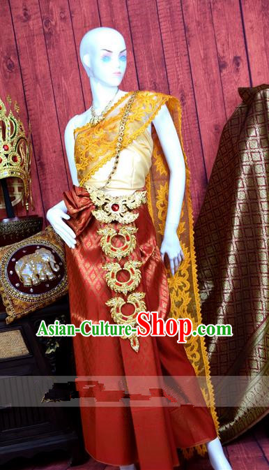 Traditional Traditional Thailand Princess Clothing, Southeast Asia Thai Ancient Costumes Dai Nationality Wedding Sari Dress for Women