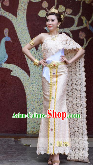 Traditional Traditional Thailand Princess Clothing, Southeast Asia Thai Ancient Costumes Dai Nationality Wedding Sari Dress for Women