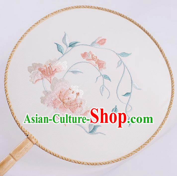 Traditional Chinese Ancient Silk Embroidered Peony Round Fans for Women