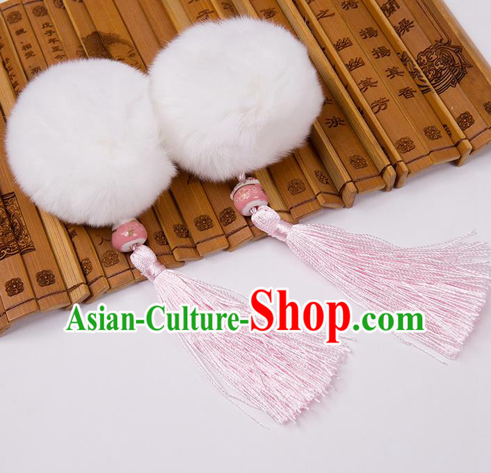 Chinese Ancient Hanfu Hair Accessories Venonat Pink Tassel Hairpins, Traditional Chinese Hair Clasp for Women