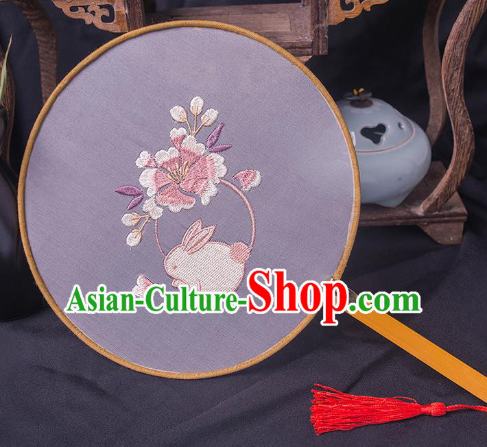 Traditional Chinese Ancient Hanfu Palace Princess Printing Flower Round Fans for Women