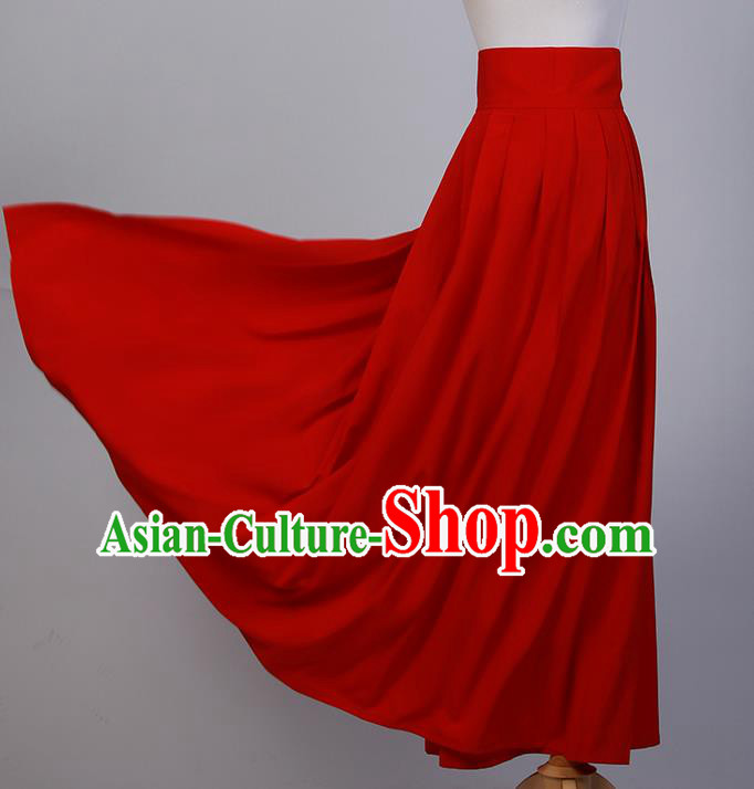 Traditional Chinese Han Dynasty Palace Princess Costume, Elegant Hanfu Clothing Red Middle-Skirt, Chinese Ancient Princess Clothing for Women