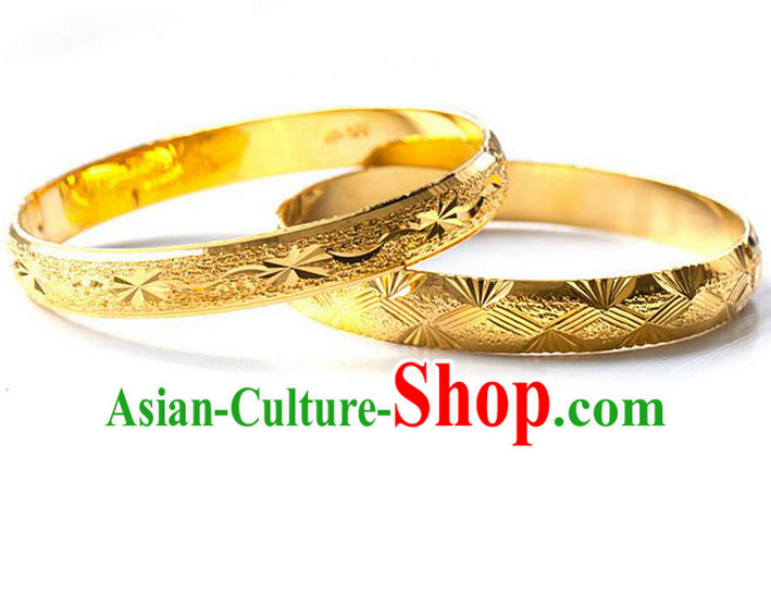 Traditional Chinese Wedding Gold Coating Bracelet, Ancient Chinese Bride Bangle for Women