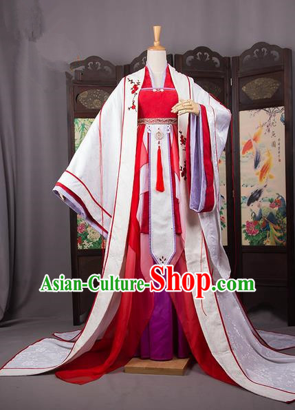 Traditional Chinese Han Dynasty Imperial Princess Costume, Elegant Hanfu Cosplay Peri Clothing Ancient Chinese Infanta Dance Dress for Women