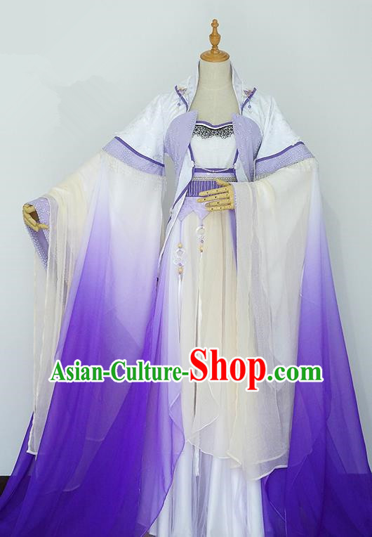 Traditional Chinese Tang Dynasty Fairy Costume, Elegant Hanfu Cosplay Peri Clothing Ancient Chinese Imperial Princess Dance Dress for Women