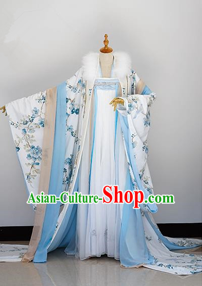 Traditional Chinese Tang Dynasty Aristocratic Miss Costume, Elegant Hanfu Cosplay Peri Clothing Ancient Chinese Imperial Princess Dress for Women