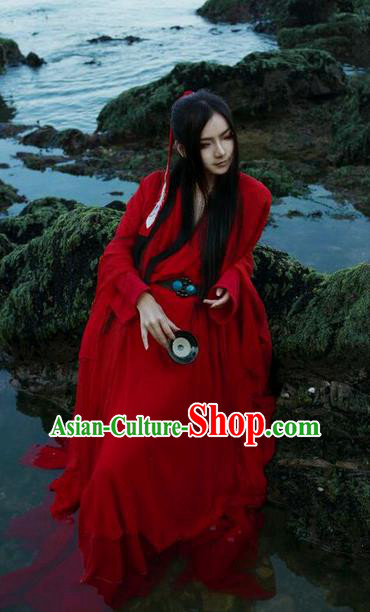 Traditional Chinese Song Dynasty Young Hero Red Costume, Chinese Ancient Hanfu Jiang Hu Swordsman Clothing for Men