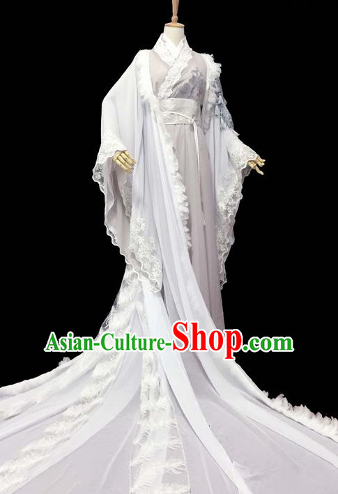 Traditional Chinese Han Dynasty Young Men Embroidery Costume, Elegant Hanfu Clothing Chinese Ancient Prince Trailing Robe for Men