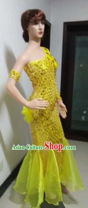 Top Grade Professional Performance Catwalks Costumes, Stage Show Brazil Carnival Samba Dance Yellow Clothing for Women