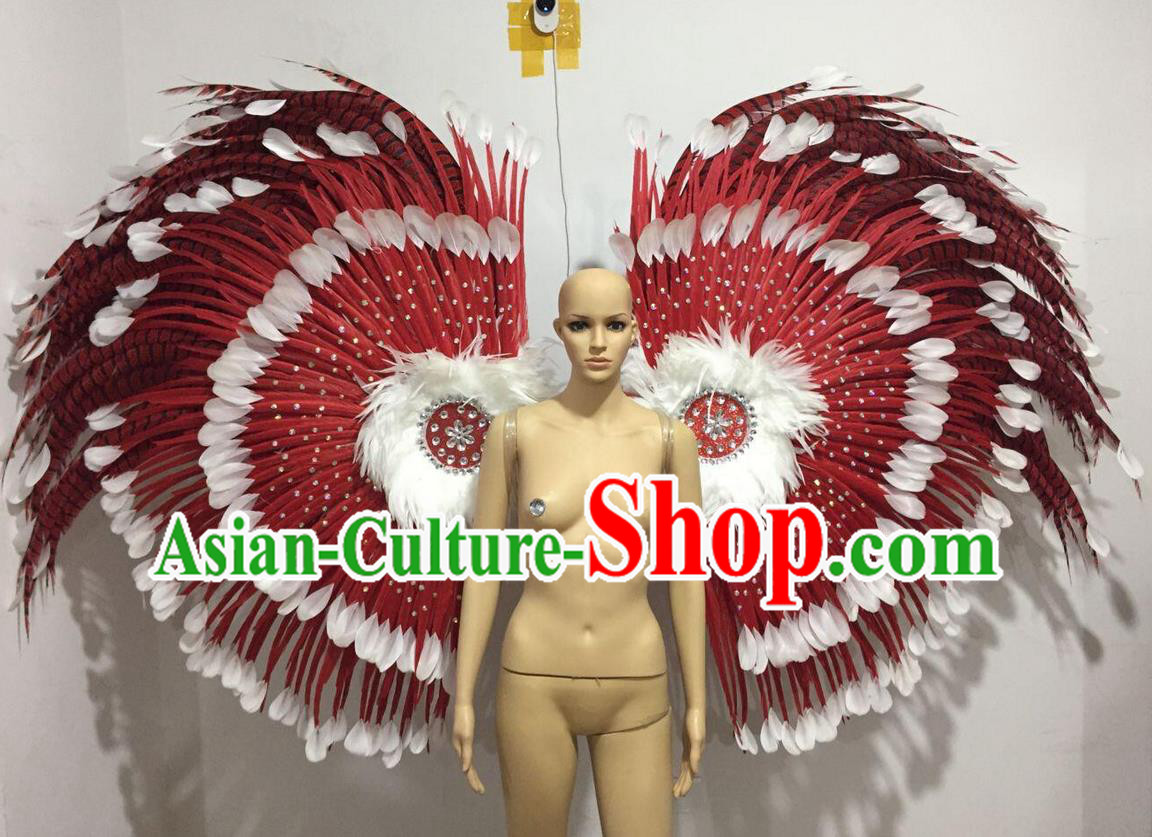 Top Grade Professional Stage Show Catwalks Long Feather Wings, Brazilian Rio Carnival Samba Opening Dance Custom-made Customized Props Clothing for Women