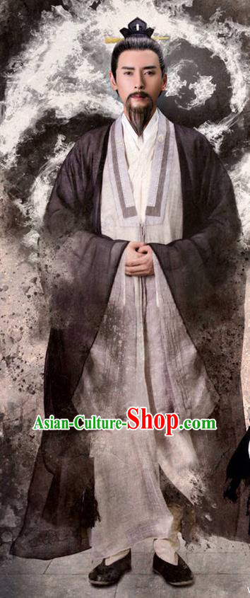 Traditional Ancient Chinese Taoist Priest Costume, The Legend of the Condor Heroes Priest Frock Chinese Song Dynasty Taoism Master Robe Clothing for Men