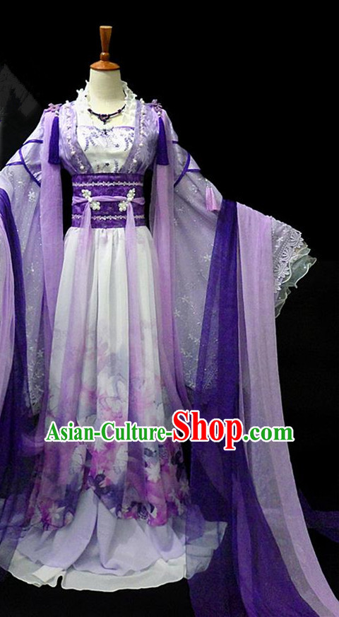 Traditional Ancient Chinese Young Lady Fairy Purple Costume, Chinese Han Dynasty Princess Embroidered Dress Clothing for Women