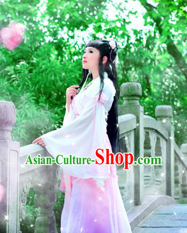 Traditional Ancient Chinese Young Lady Pink Costume, Chinese Tang Dynasty Princess Dress Clothing for Women