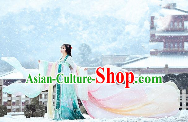 Traditional Ancient Chinese Imperial Concubine Fairy Costume, Chinese Tang Dynasty Princess Pink Dress Hanfu Embroidered Clothing for Women