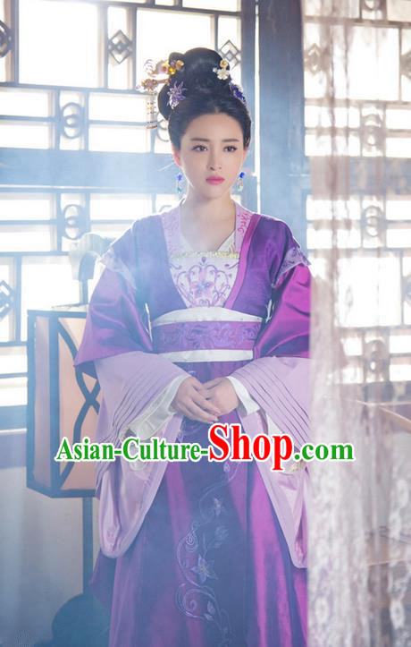 Traditional Ancient Chinese Imperial Consort Costume and Handmade Headpiece Complete Set, China Song Dynasty Palace Lady Embroidered Elegant Dress Clothing for Women