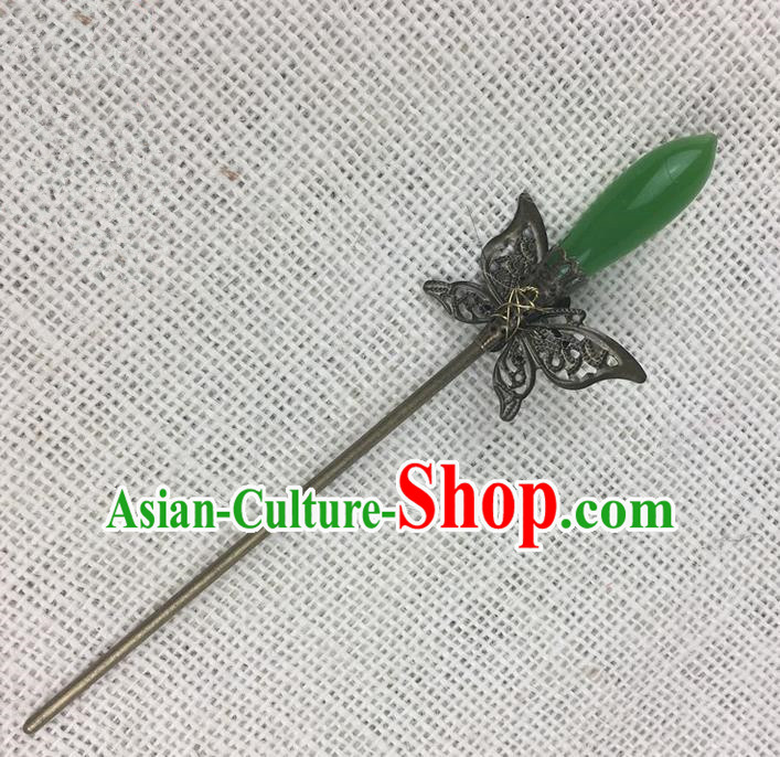 Asian Chinese Traditional Headdress Butterfly Hair Accessories Hairpins, China Ancient Handmade Bride Hanfu Step Shake Headwear for Women