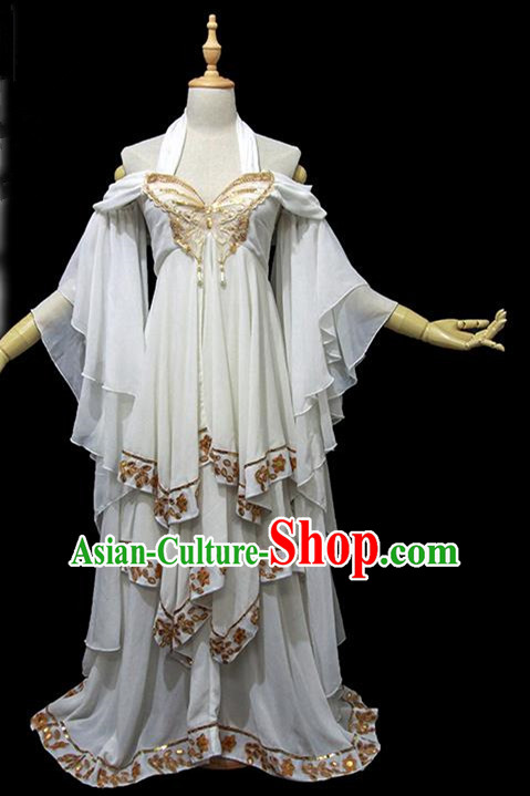 Traditional Ancient Chinese Female Embroidered Butterfly Dance Costume, Chinese Tang Dynasty Imperial Fairy Dress Hanfu Clothing for Women