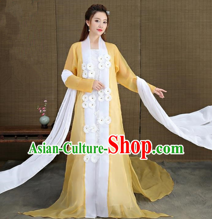 Traditional Asian Chinese Ancient Imperial Princess Costume, China Elegant Hanfu Clothing Ming Dynasty Noble Lady Embroidered Tailing Dress Clothing