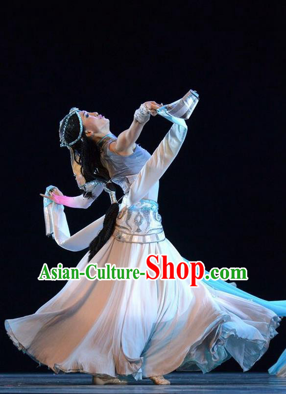 Traditional Chinese Mongol Nationality Dance Costume, Mongols Female Folk Dance Ethnic Clothing, Chinese Mongolian Minority Nationality Dress for Women