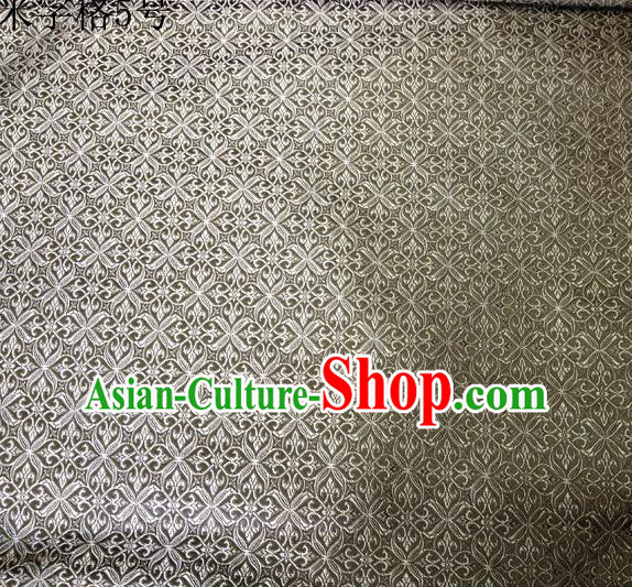 Asian Chinese Traditional Embroidery Intersected Figure Grey Satin Silk Fabric, Top Grade Brocade Tang Suit Hanfu Dress Fabric Cheongsam Mattress Cloth Material