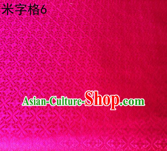 Asian Chinese Traditional Embroidery Intersected Figure Rosy Satin Silk Fabric, Top Grade Brocade Tang Suit Hanfu Dress Fabric Cheongsam Mattress Cloth Material