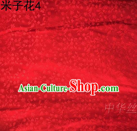Asian Chinese Traditional Embroidered Shivering Floral Red Satin Silk Fabric, Top Grade Brocade Tang Suit Hanfu Princess Dress Fabric Cheongsam Cloth Material